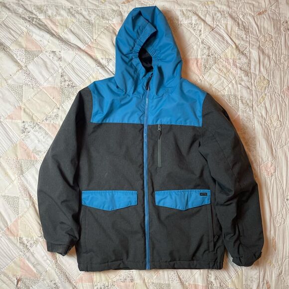 billabong all day blue and gray insulated winter ski jacket with hood boys 16 - Picture 1 of 8